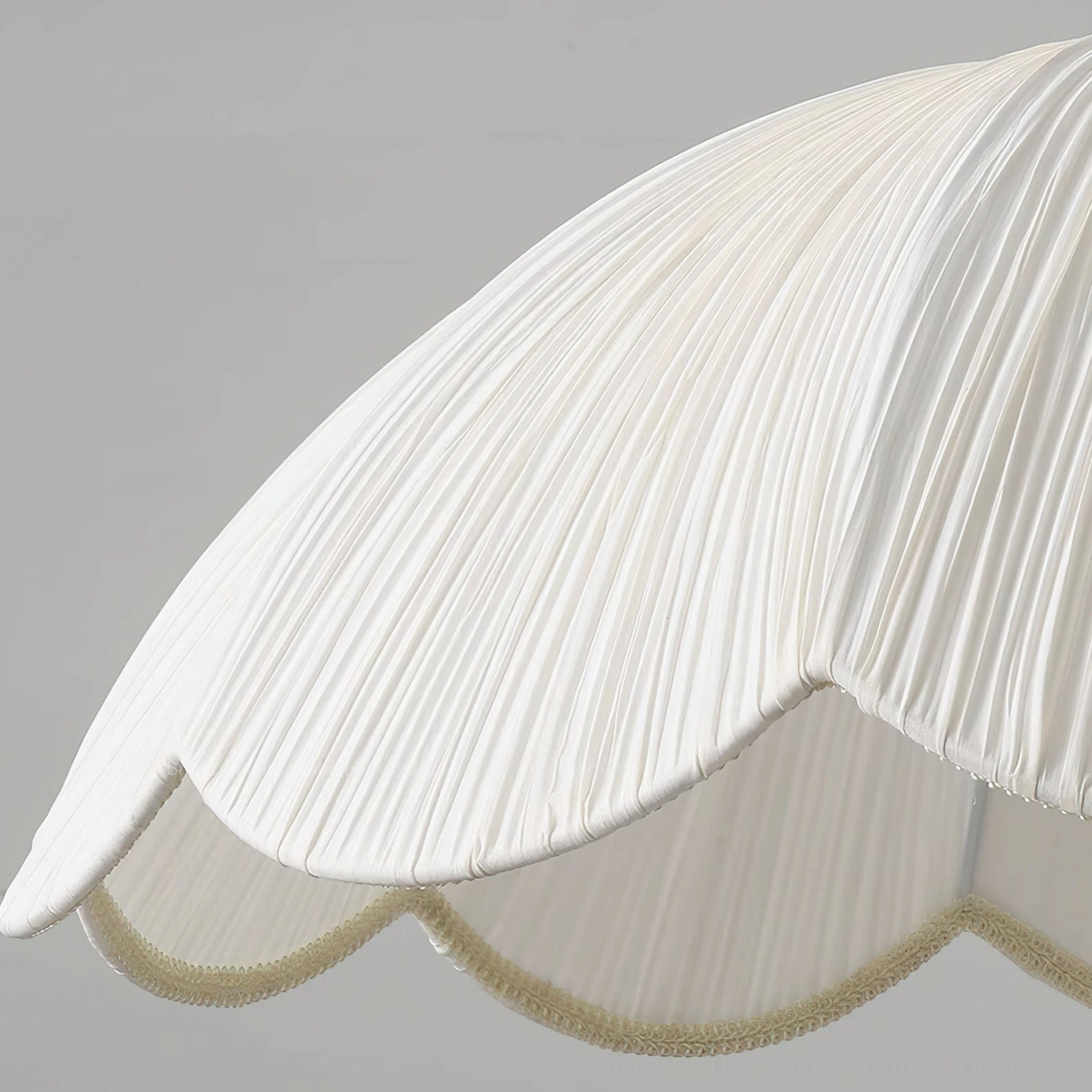 Dawson mid-century pendant light showing fabric shade design and suspension chain detail