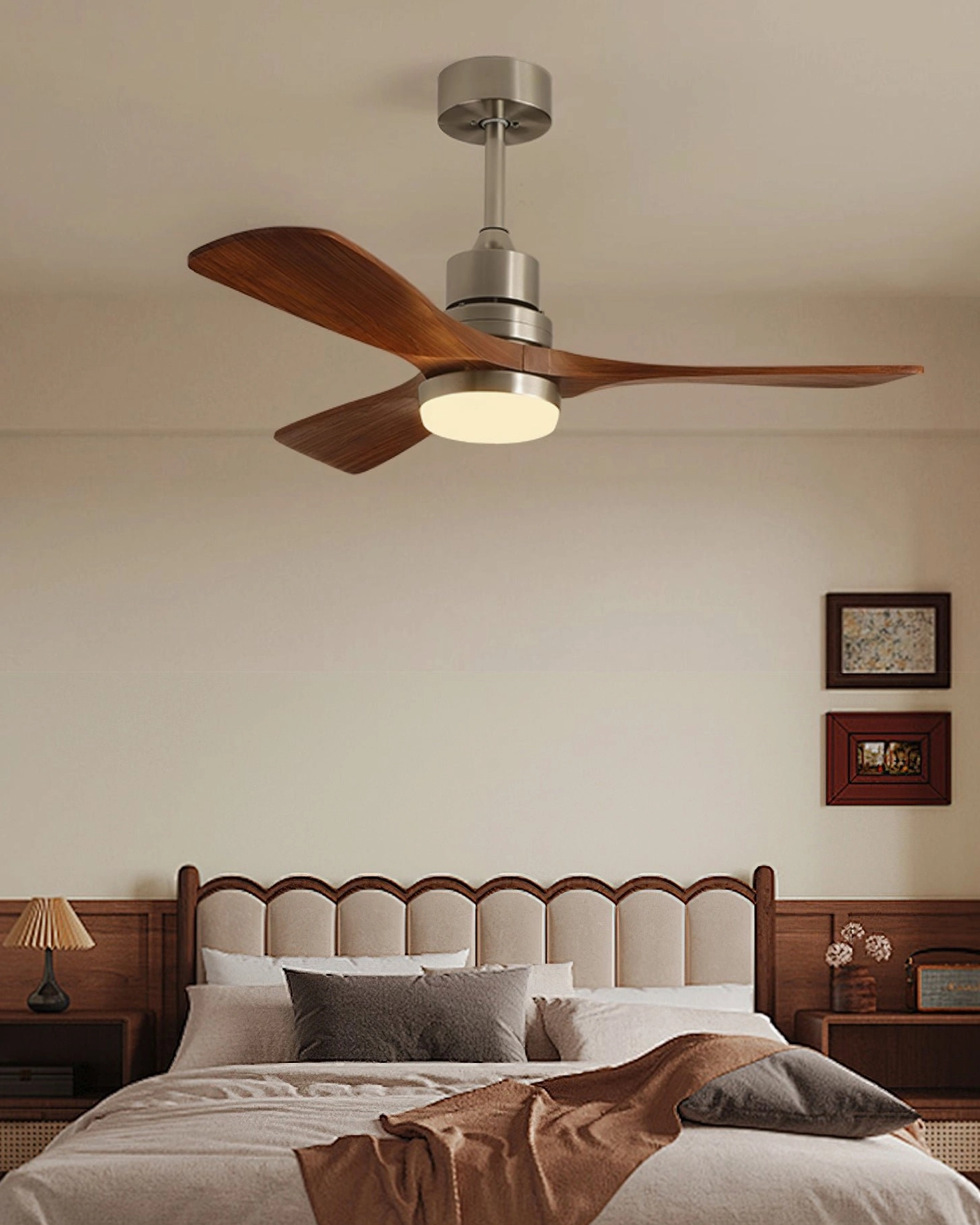 Modern DC ceiling fan light motor housing and blade mechanism, precision engineering for energy-efficient air circulation