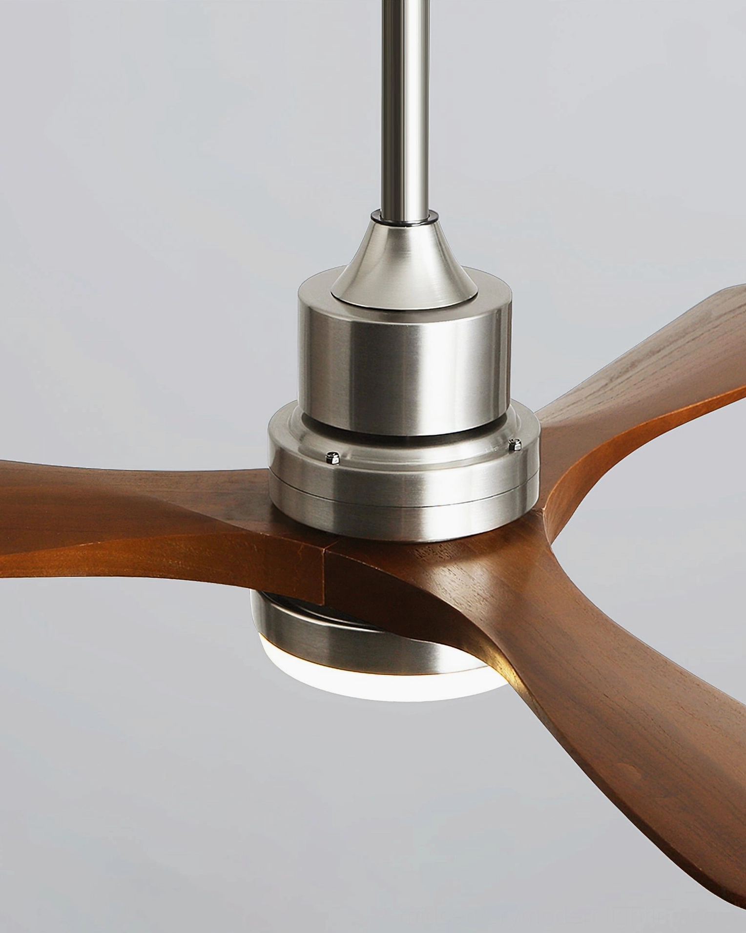 Contemporary DC motor ceiling fan light with three-color temperature adjustment, warm neutral and cool LED options