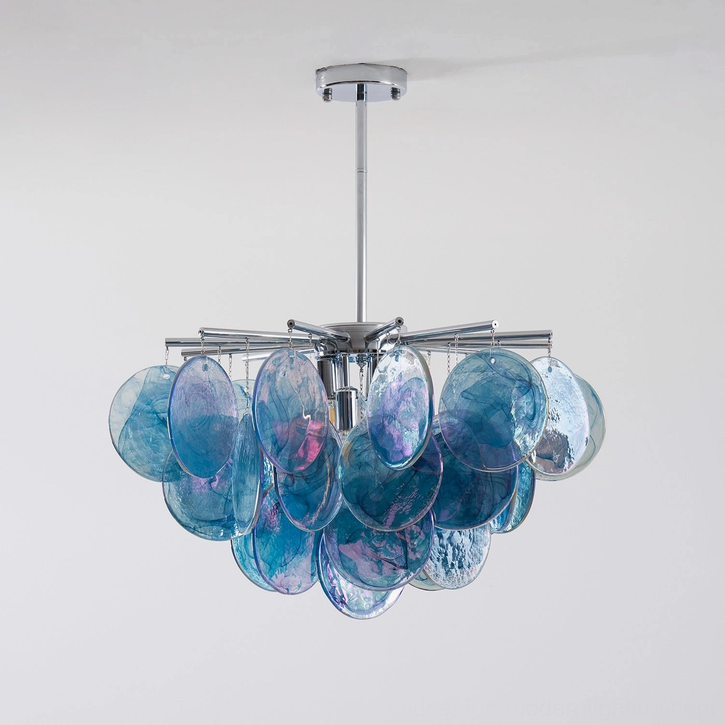 Dekorfine marble-swirl glass sputnik chandelier pink gradient discs radiating chrome arms detail