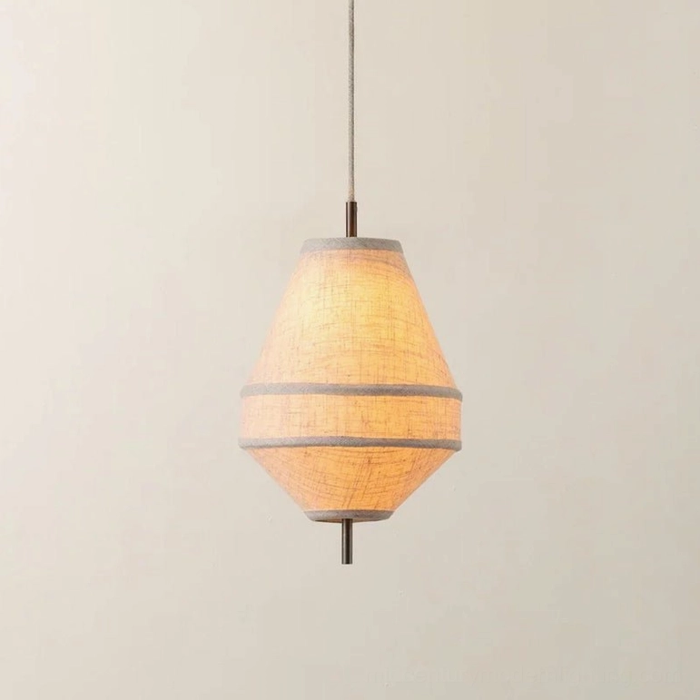 Delaney Model A pendant light smallest size, compact linen shade for bedside and nooks