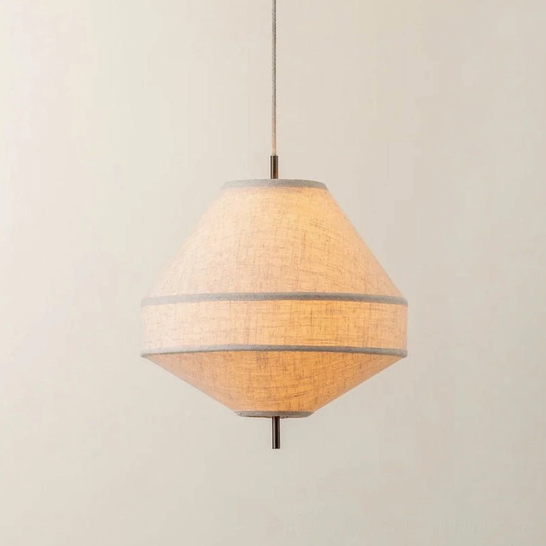 Delaney Model B medium pendant light, 40cm diameter linen shade, kitchen island focal point