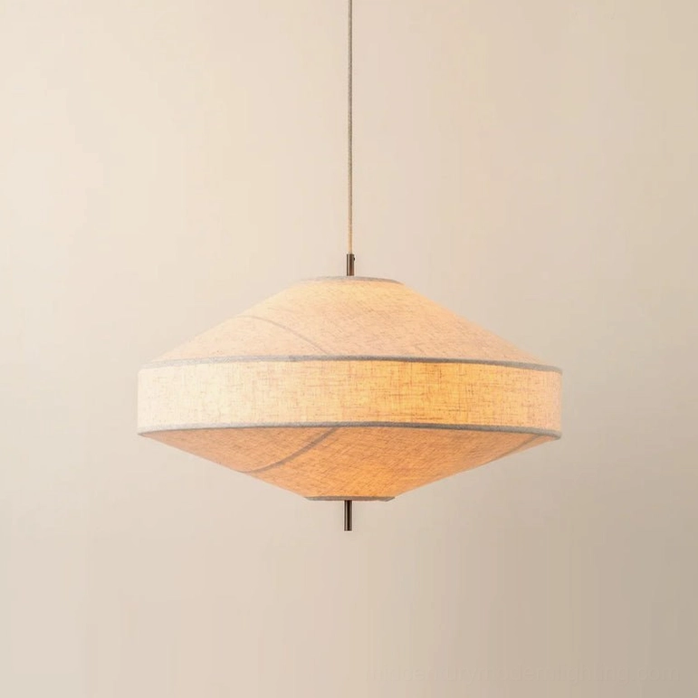 Delaney Model C large pendant light, 65cm diameter linen shade, dramatic dining statement piece