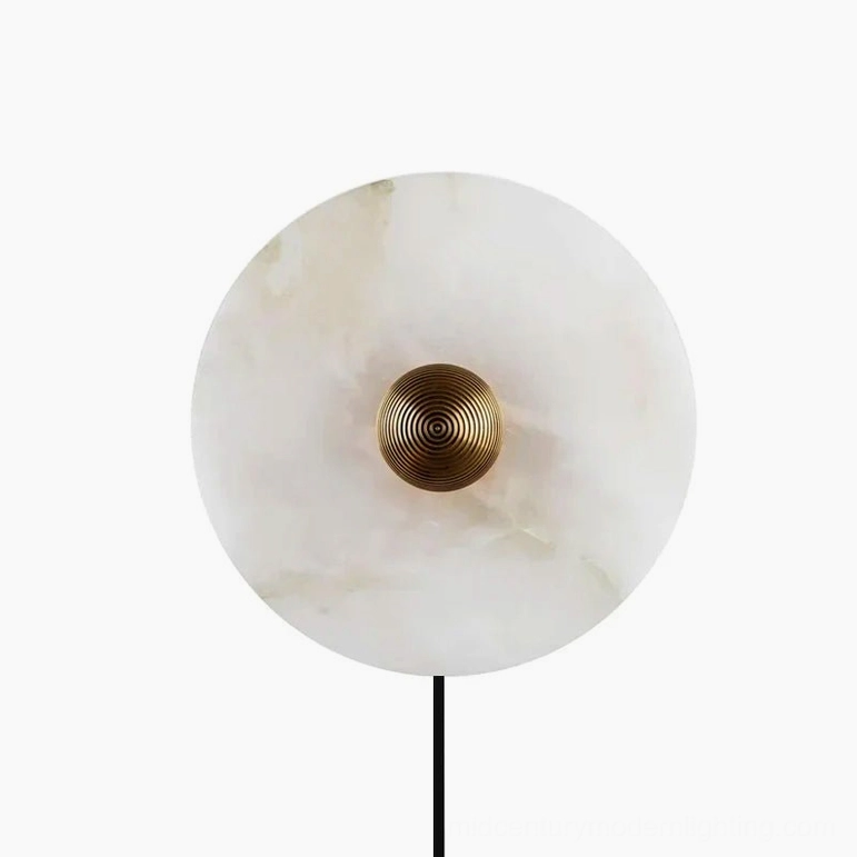 Designer alabaster wall sconce for mid-century modern interiors and eclectic home decor