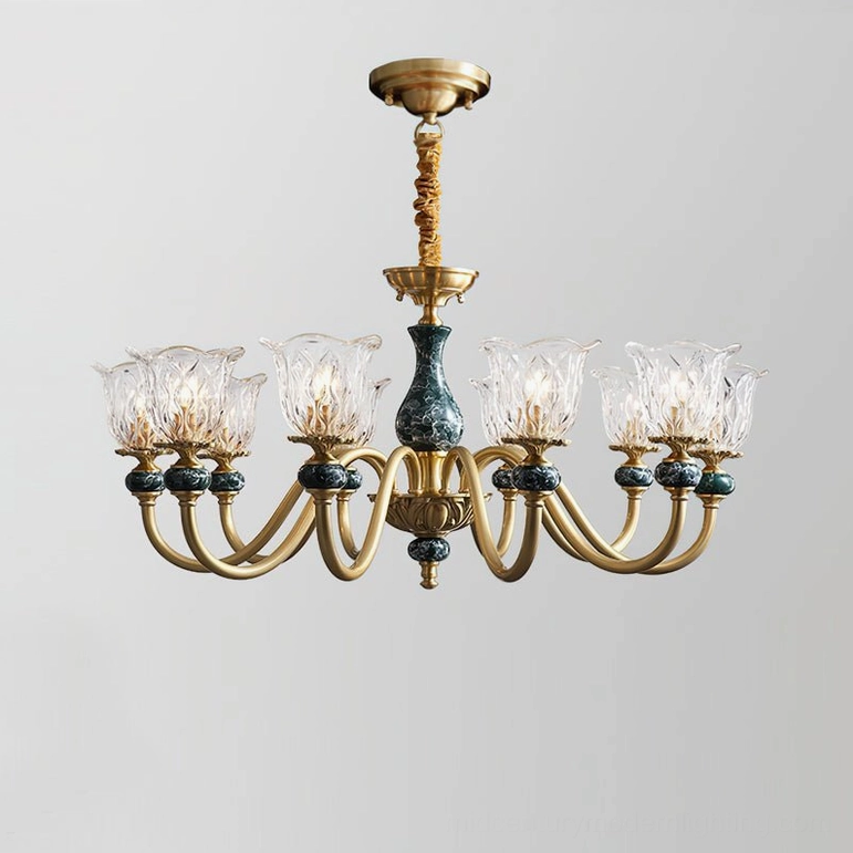 Dieppe 10-light chandelier emerald brass luxury large format ceiling lighting