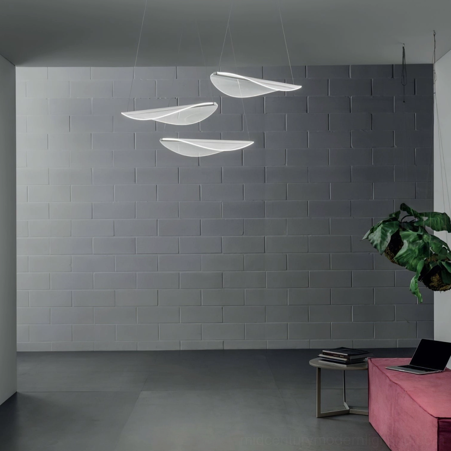 Twisted pendant lamp cluster multiple fixtures modern living room design installation