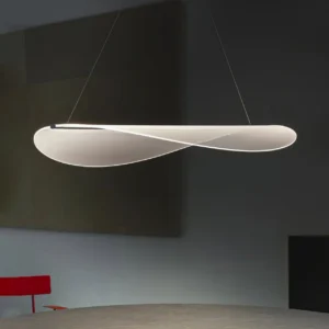 Modern LED twisted pendant lamp white finish dining room contemporary interior design