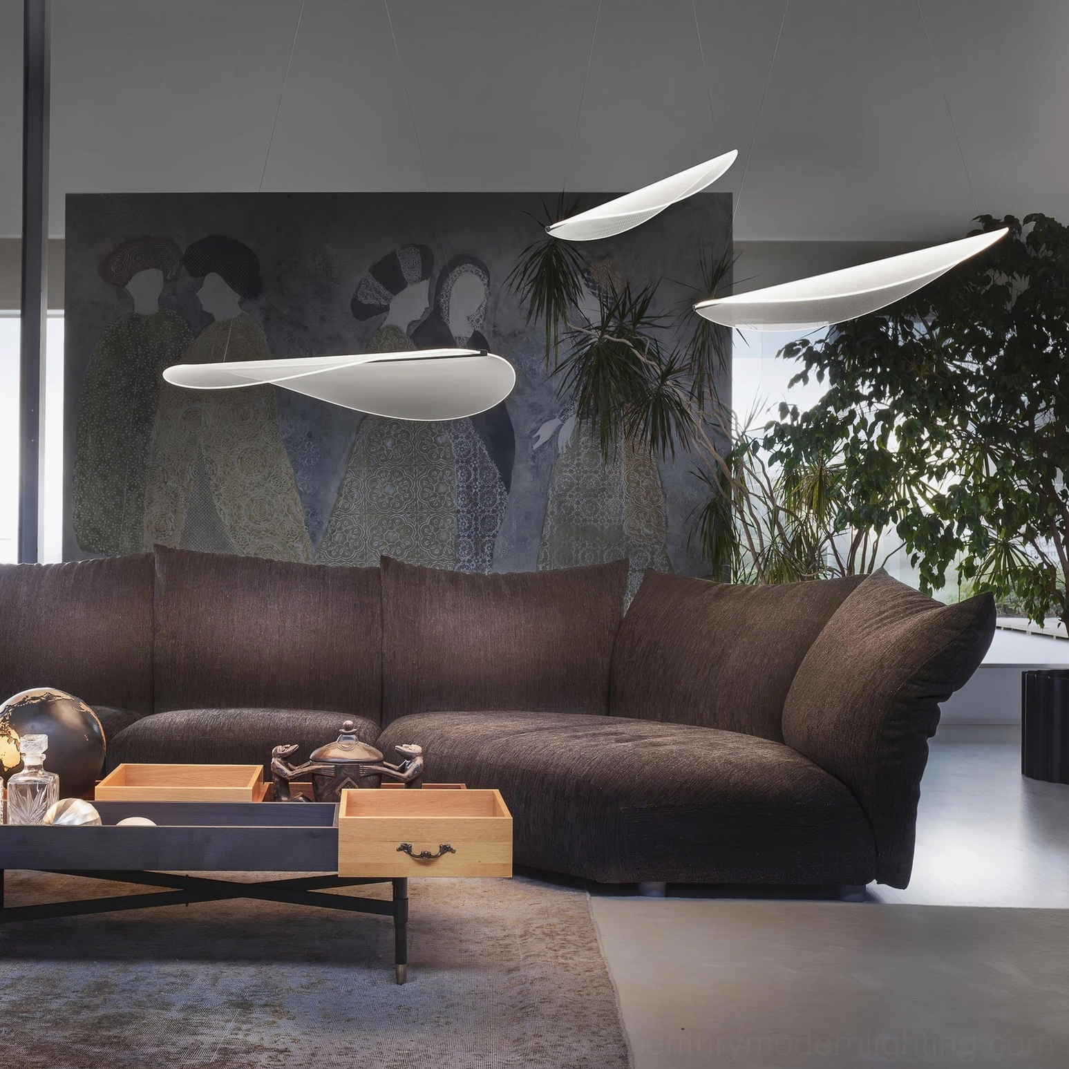 Multiple suspended twisted pendant lamps luxury modern living room ceiling lighting