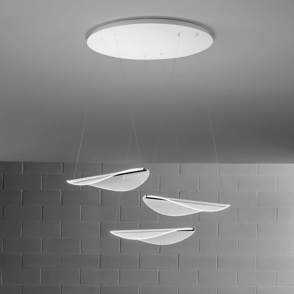 Three head twisted pendant lamp black and clear finish modern suspension lighting