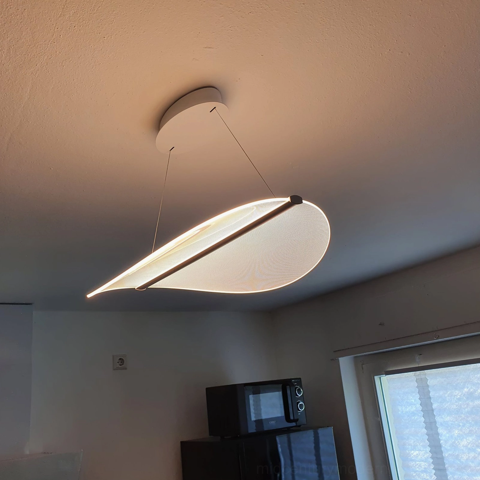 White matte twisted suspension lamp modern interior LED lighting contemporary space
