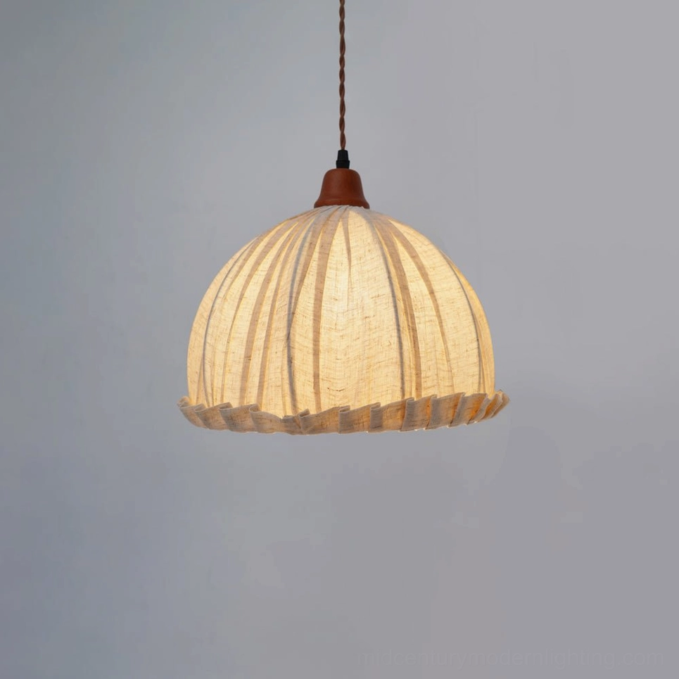 Dippa pendant lamp beige and walnut finish studio product photography flat lay