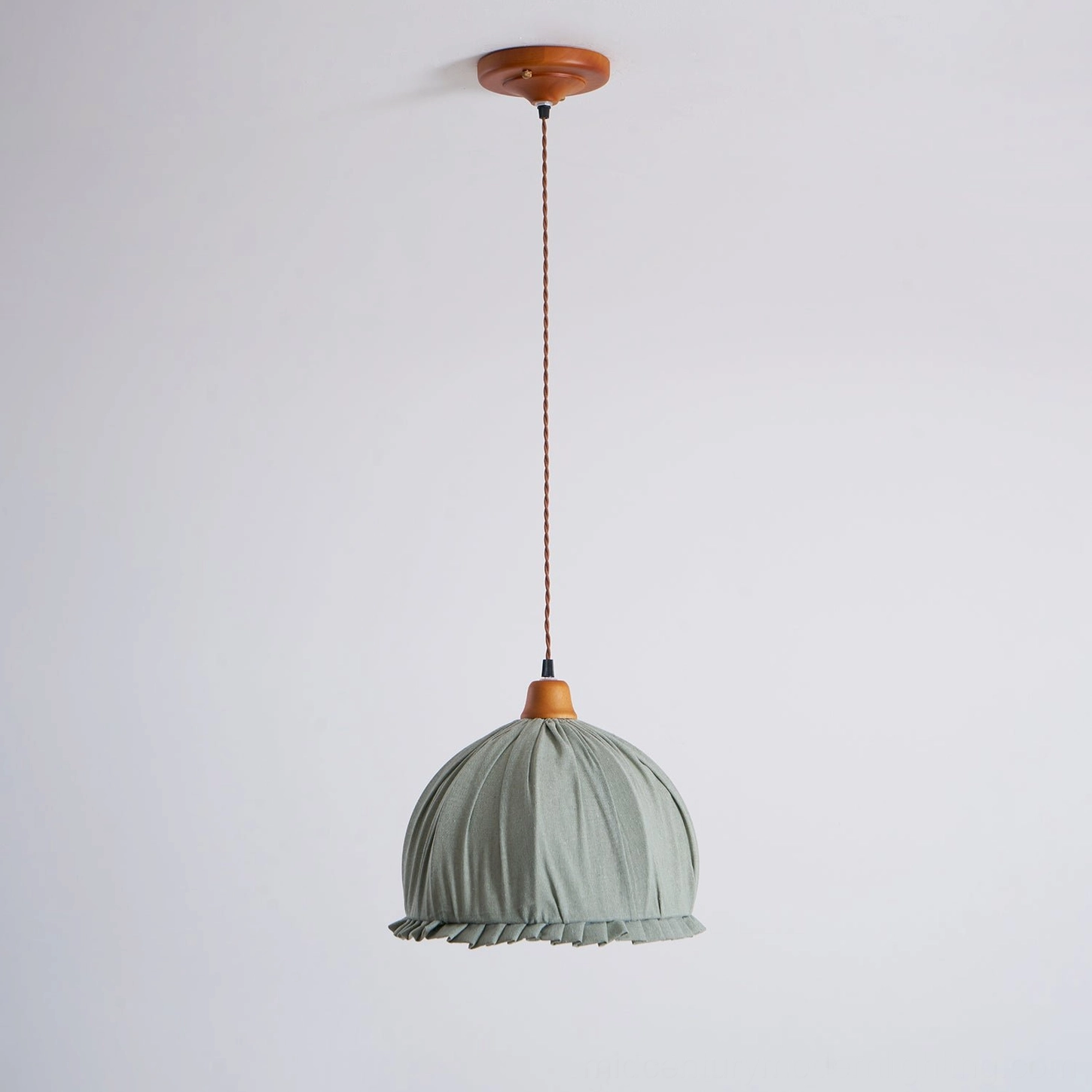 Dippa fabric pendant lamp multiple angle view showing handcrafted construction details