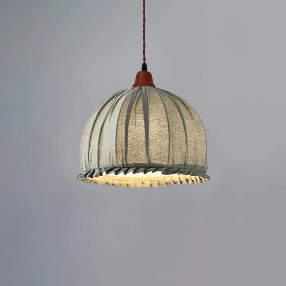 Dippa handcrafted pendant lamp sage green and walnut color variant studio view