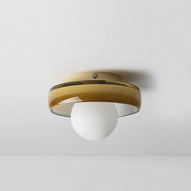 Brown Disc Orb Ceiling Light warm earth-tone finish, mid-century modern retro-inspired design