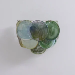 Modern disc wall lamp with green cloud electroplated glass design, contemporary wall installation view