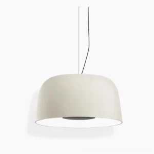 Djembe modern drum pendant lamp in off-white matte finish, front studio view showing smooth interior and textured exterior