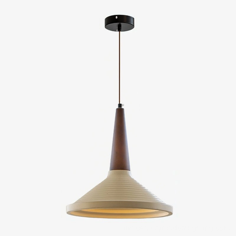 Doherty pendant lamp beige and walnut finish, contemporary minimalist lighting design