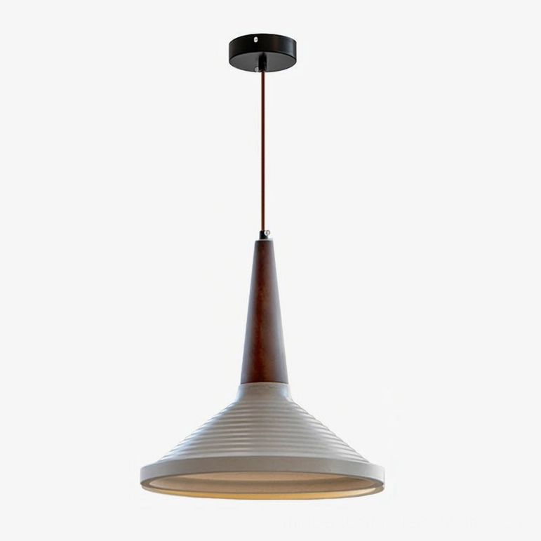 Doherty pendant light grey and walnut color variant, mid-century modern ceiling fixture