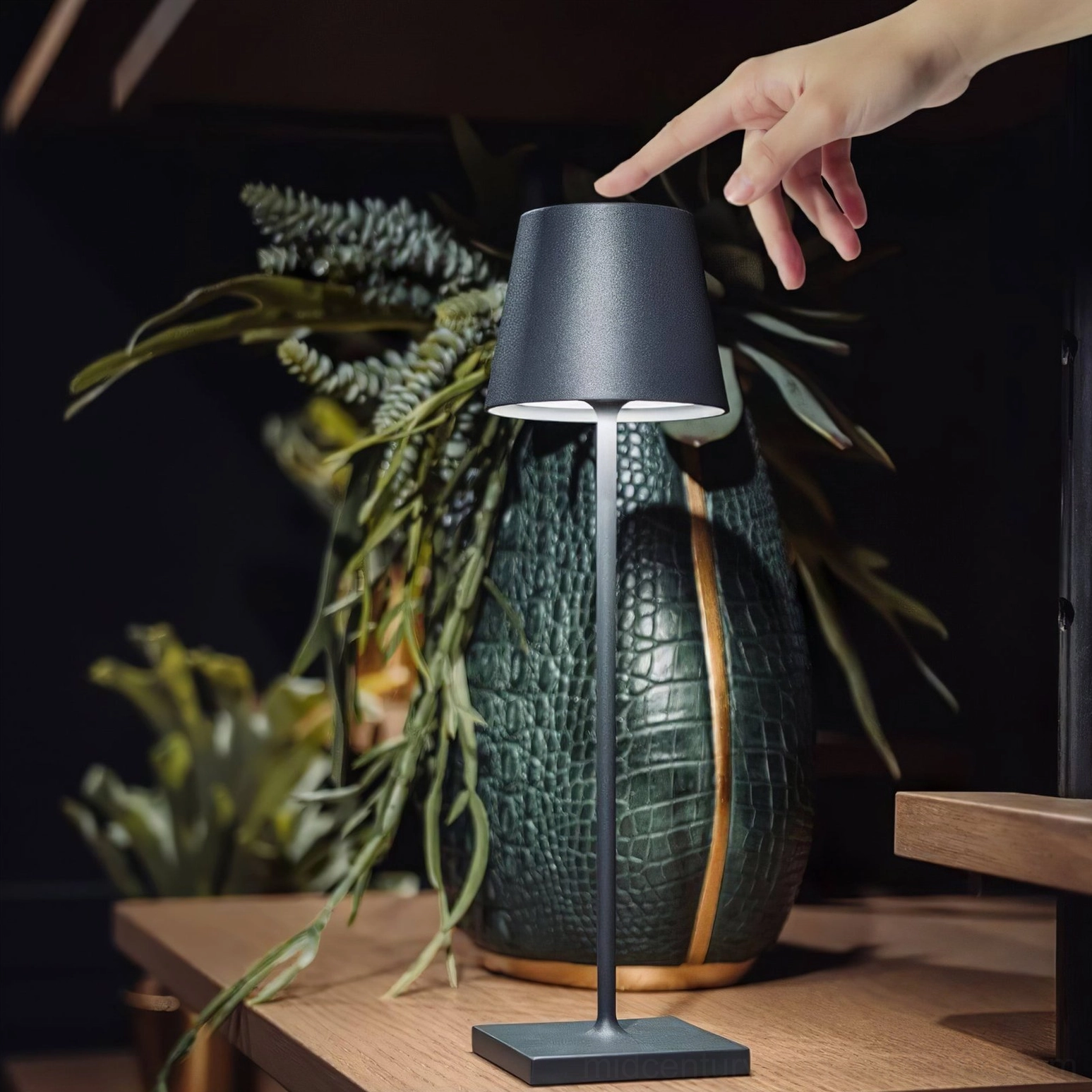 Doku rechargeable table lamp in minimalist Scandinavian room setting with clean lines