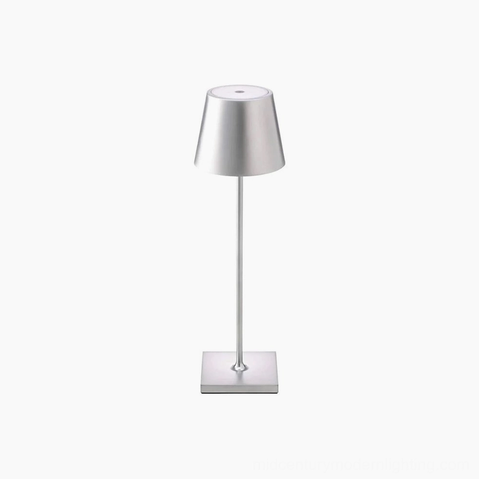 Doku portable cordless lamp silver finish cool modern futuristic design