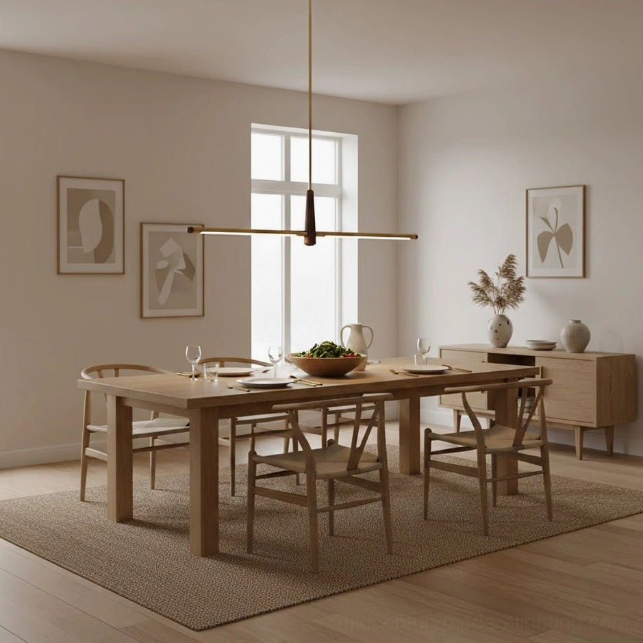Dorian minimalist pendant chandelier brass finish detail shot mid-century modern design