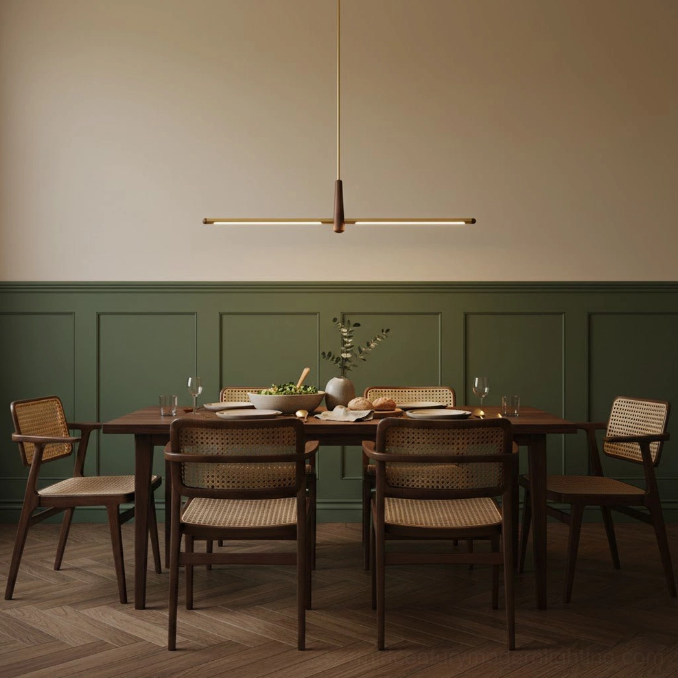 Dorian brass pendant chandelier room styling interior design dining space setup