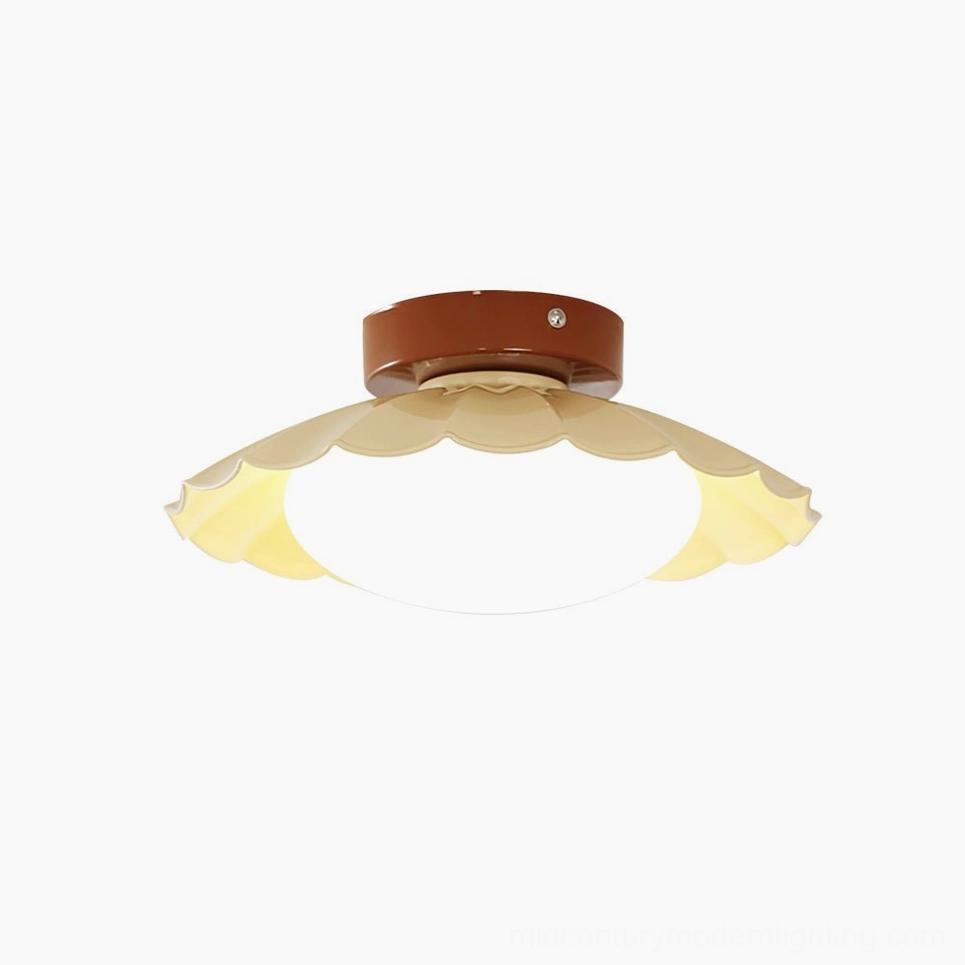 Dorinda ceiling lamp in cream color with warm LED illumination, elegant vintage-inspired design showcase