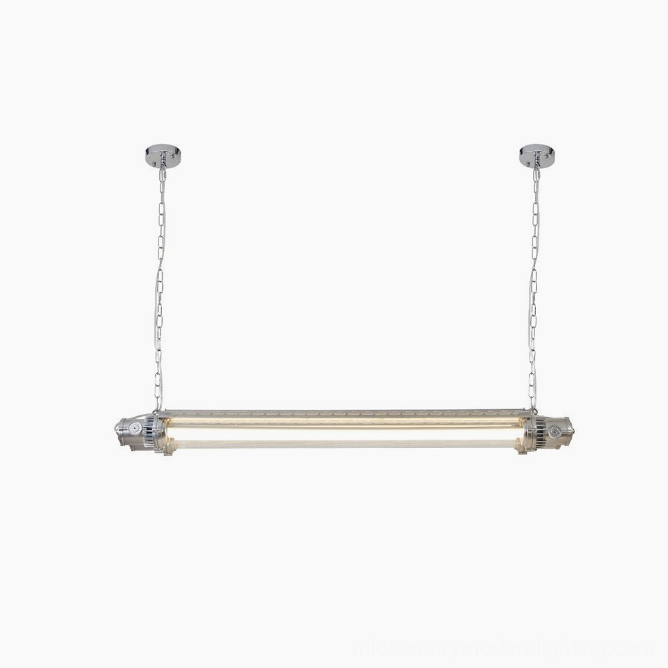 Double tube silver LED chandelier large size 120cm warm light and cool light color temperature options