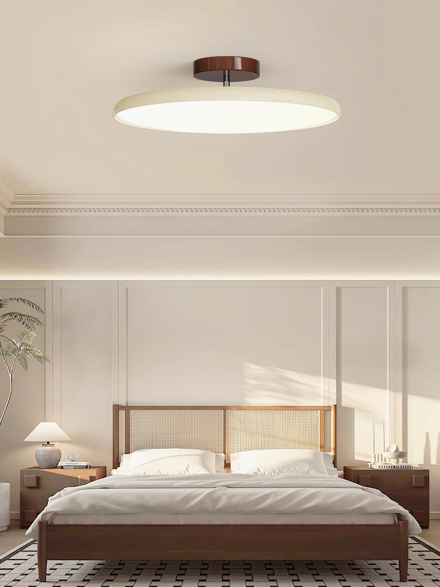 Drift ceiling lamp in brown metallic finish studio photograph on white