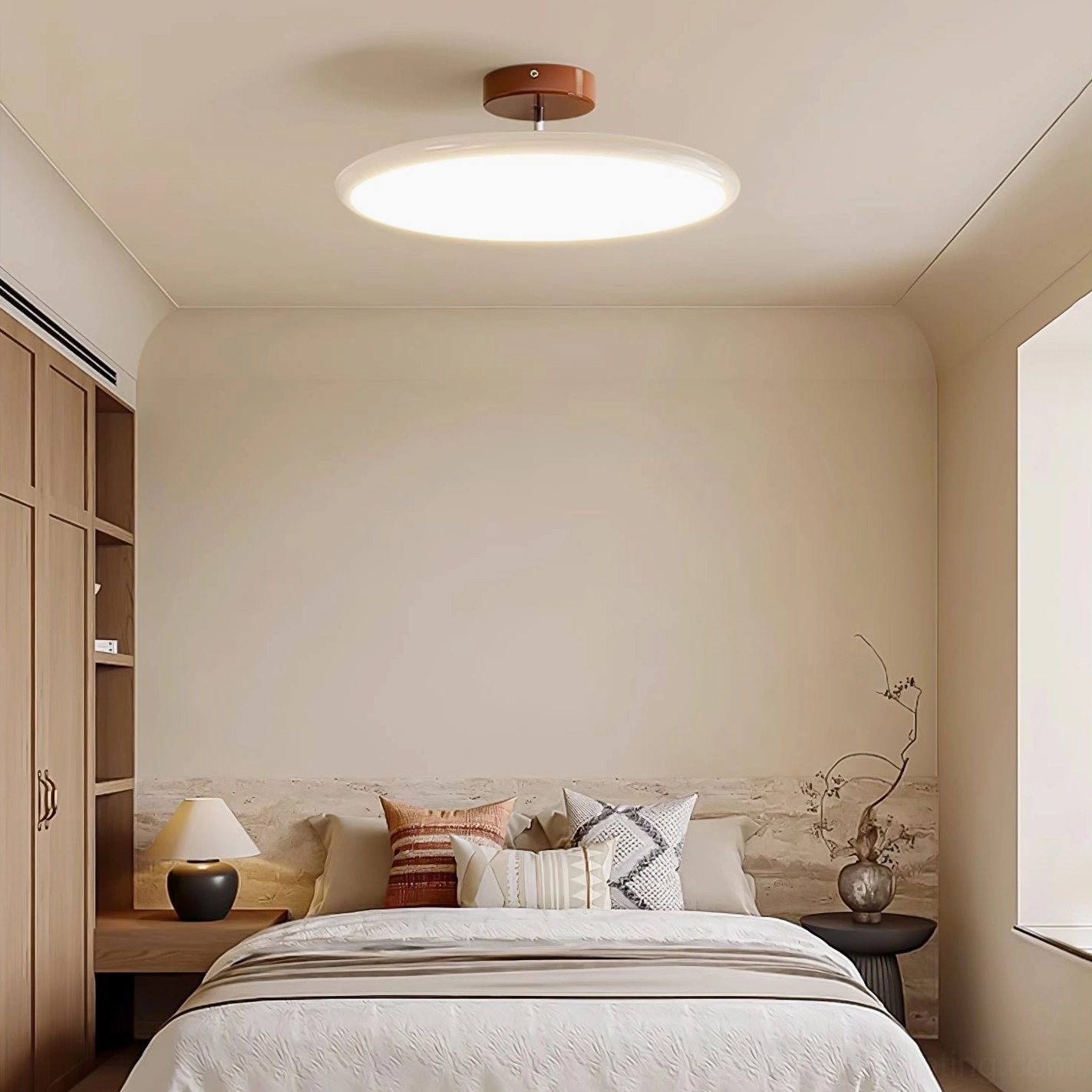 Drift adjustable flush mount lamp overhead view in residential space