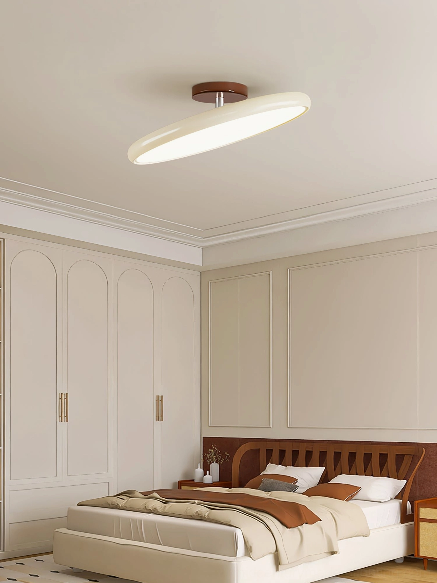 Drift ceiling lamp mid-century modern style in beige finish with warm light