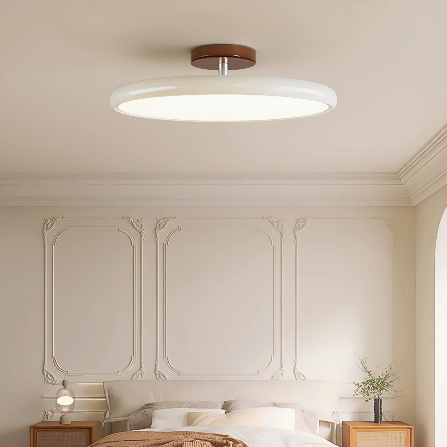 Drift modern ceiling light in neutral interior with soft illumination