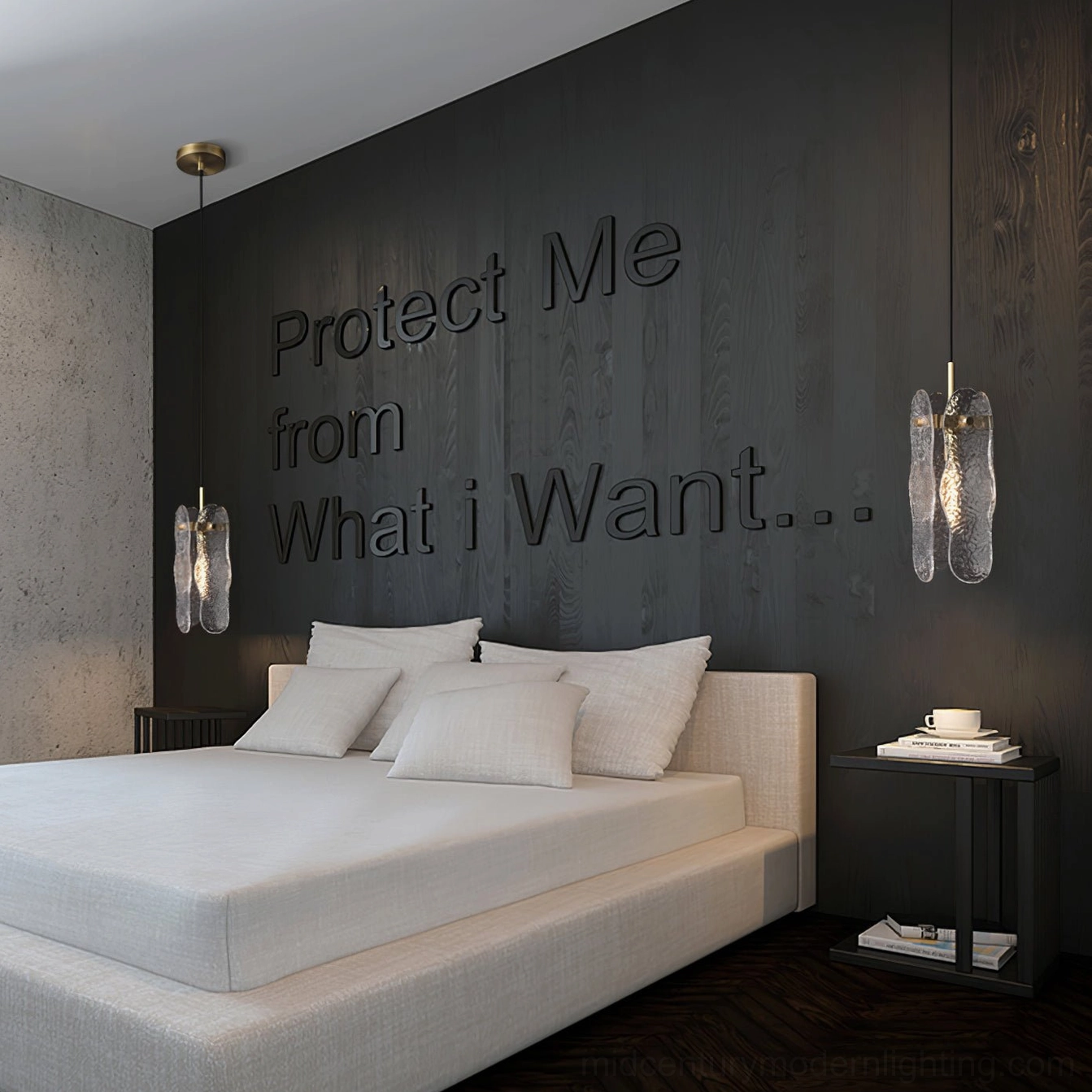 Dual pendant lamps master bedroom feature wall modern ceiling lighting installation