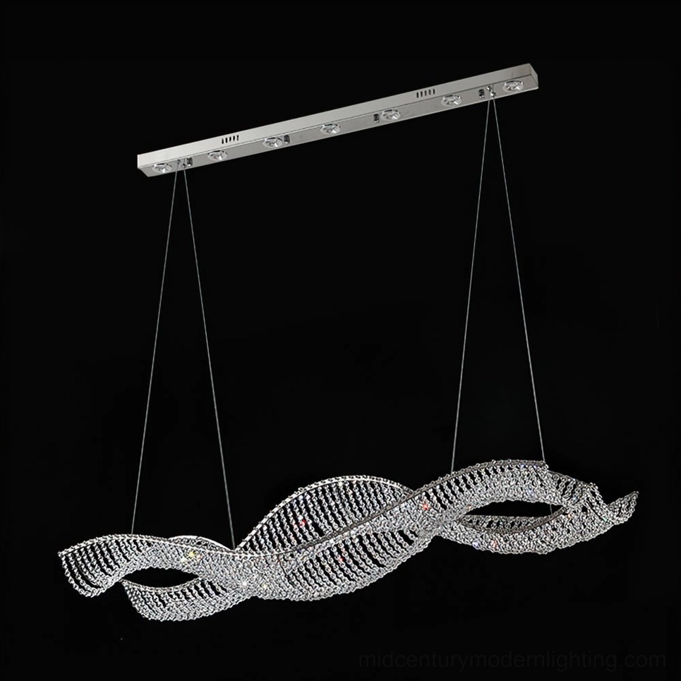Dumini modern LED crystal chandelier adjustable height suspension system