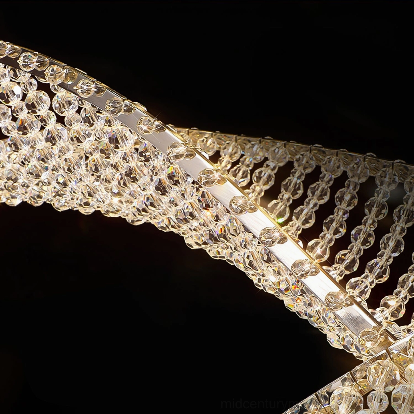 Dumini chandelier dense crystal arrangement with built-in metal light strip luxurious detail