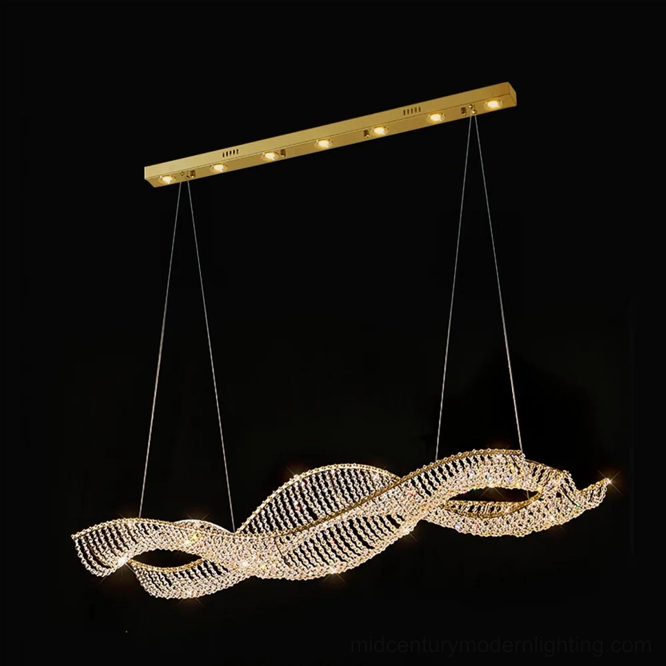 Dumini double configuration wave crystal chandelier gold finish premium LED