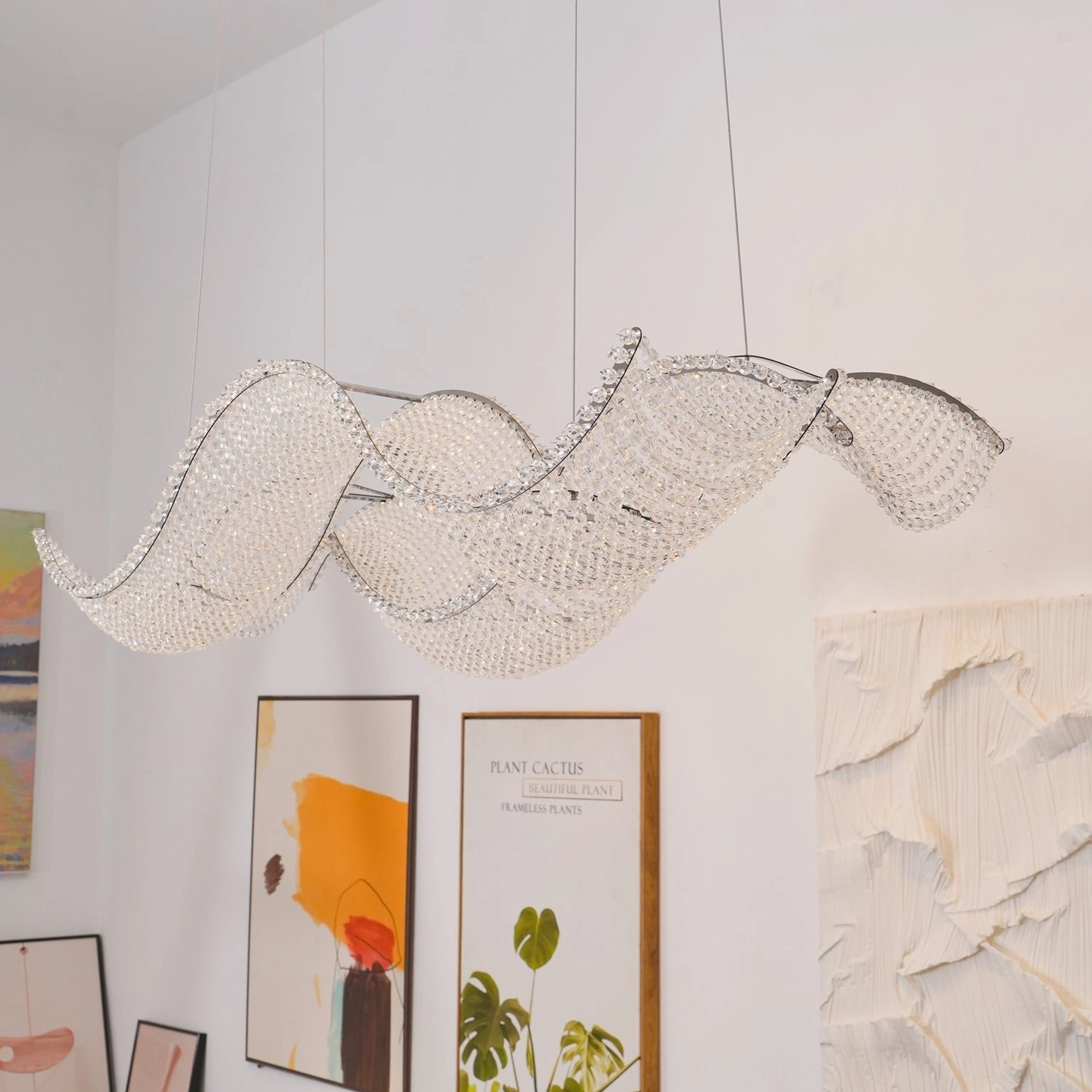 Dumini modern crystal pendant light with integrated LED technology detail
