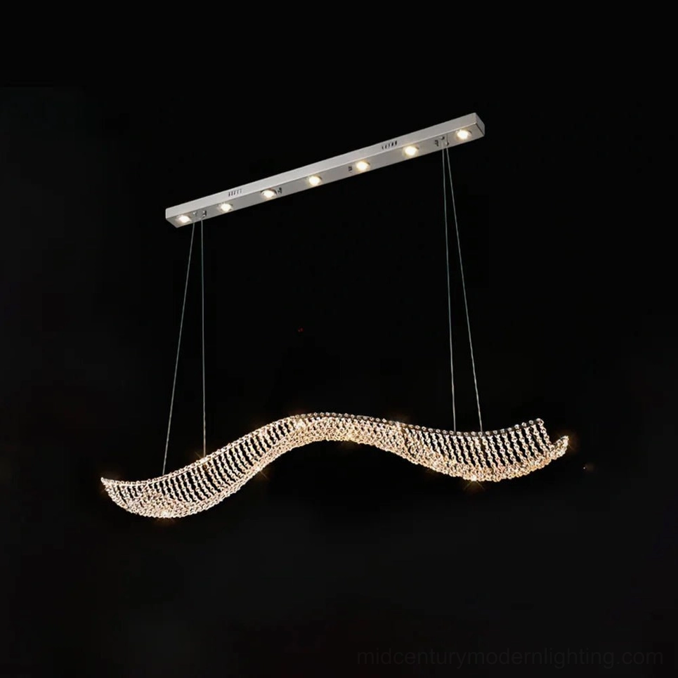 Dumini wave crystal chandelier single configuration modern minimalist design