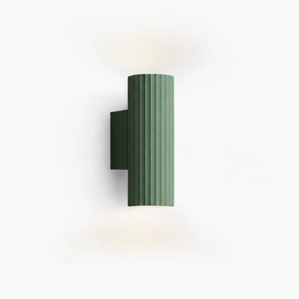 Dunbar wall sconce detailed product shot highlighting vertical ribbed aluminum construction and minimalist form