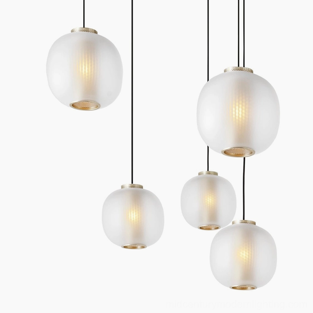 Smoke grey frosted glass pendant light in modern architectural interior setting