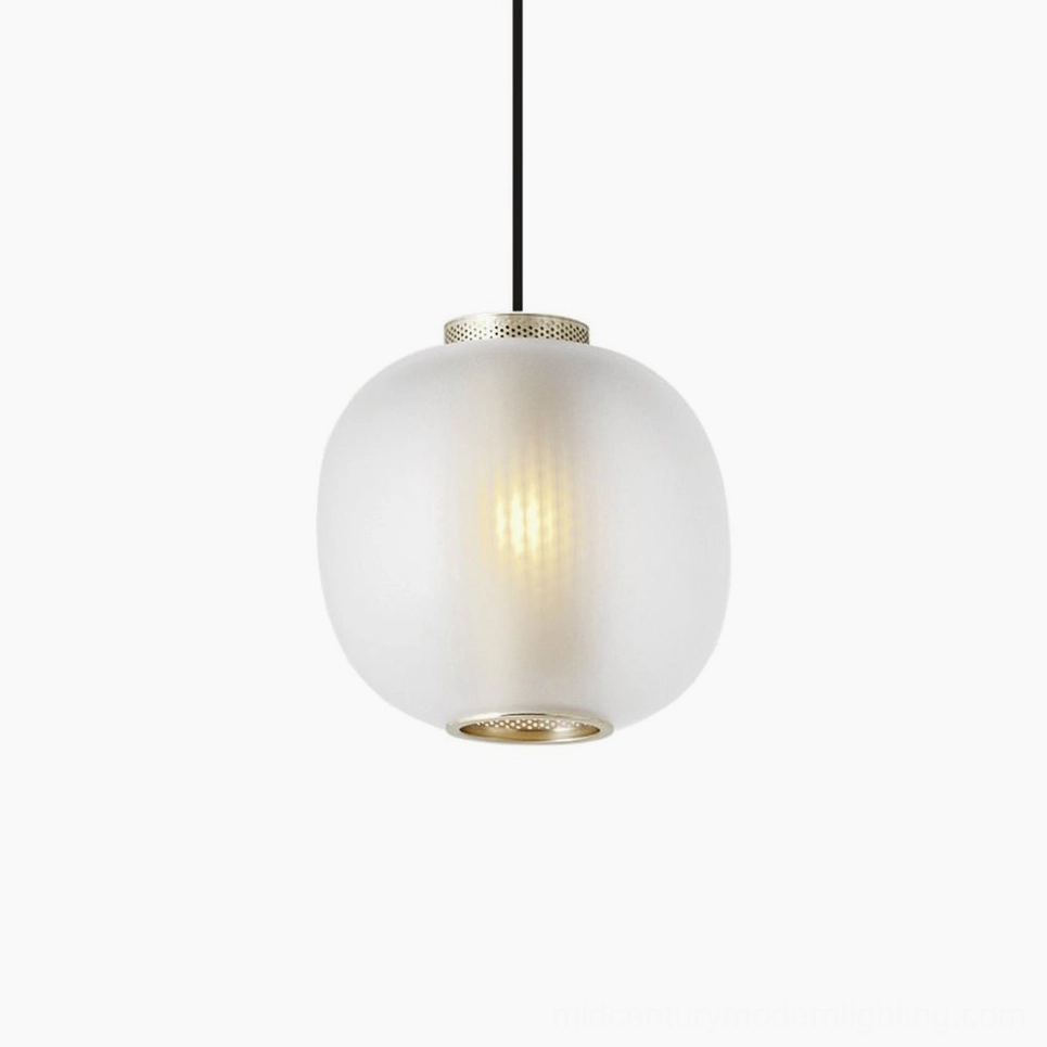 Dynamic pendant light in white and gold finish, lifestyle photograph in home setting