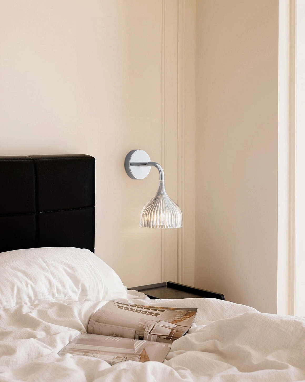 Modern minimalist wall sconce with E14 bulb socket compatibility showcase