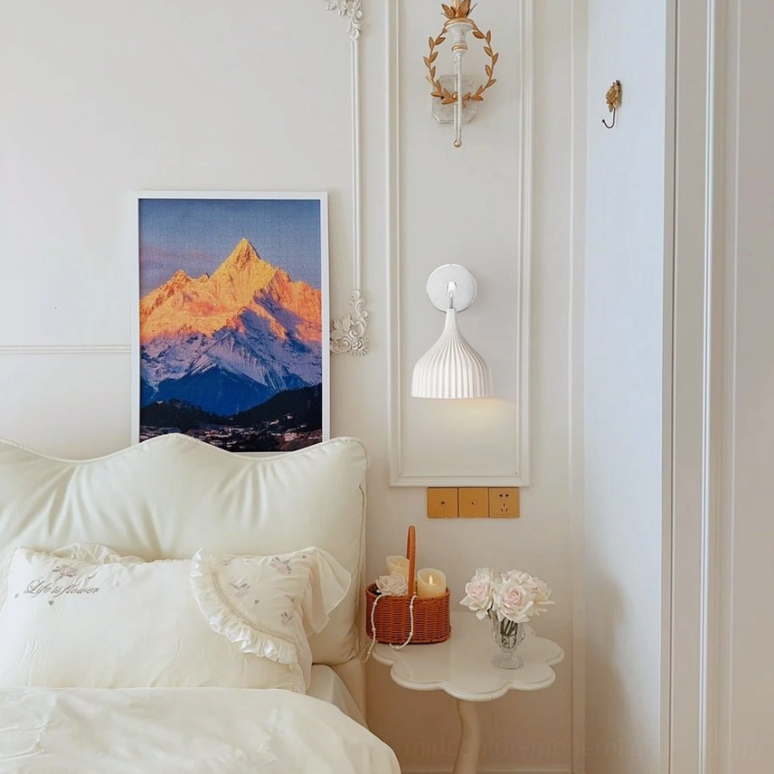 Hallway gallery accent lighting with ribbed glass wall lamp architectural effect