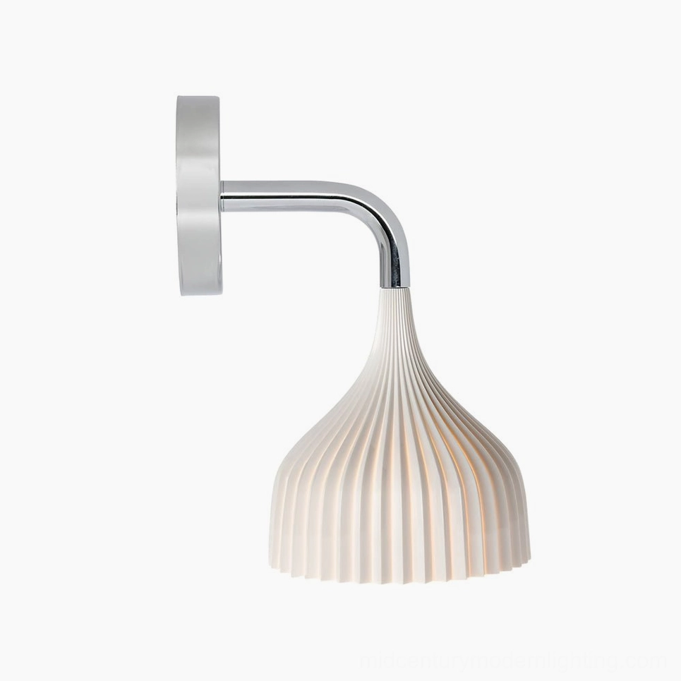 Transitional style home with ribbed glass wall lamp complementing mixed furniture