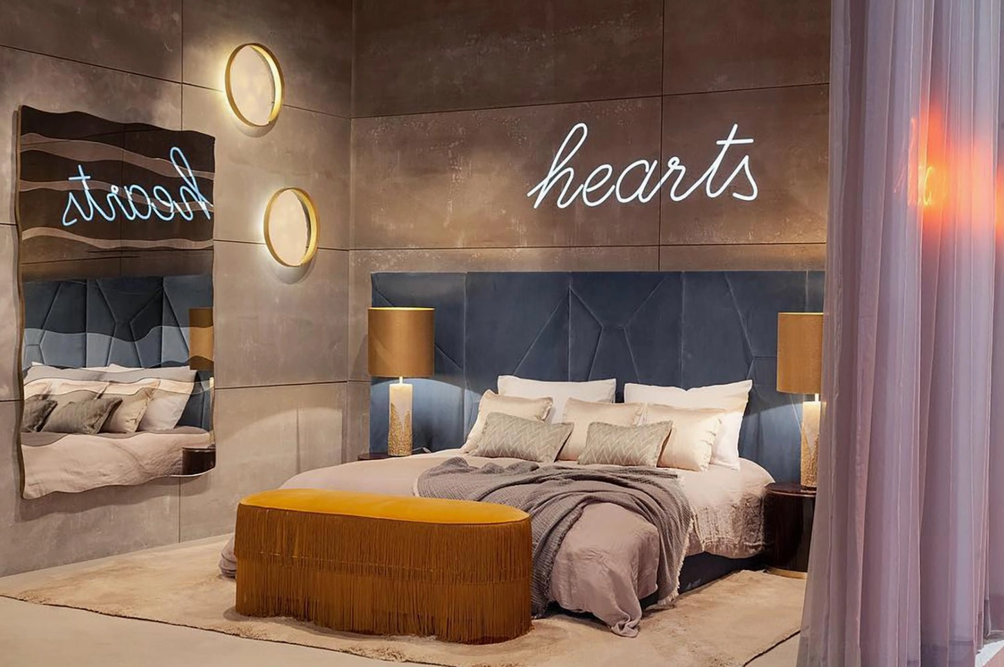 Eclipse marble wall lamp gallery or commercial space ambient lighting installation