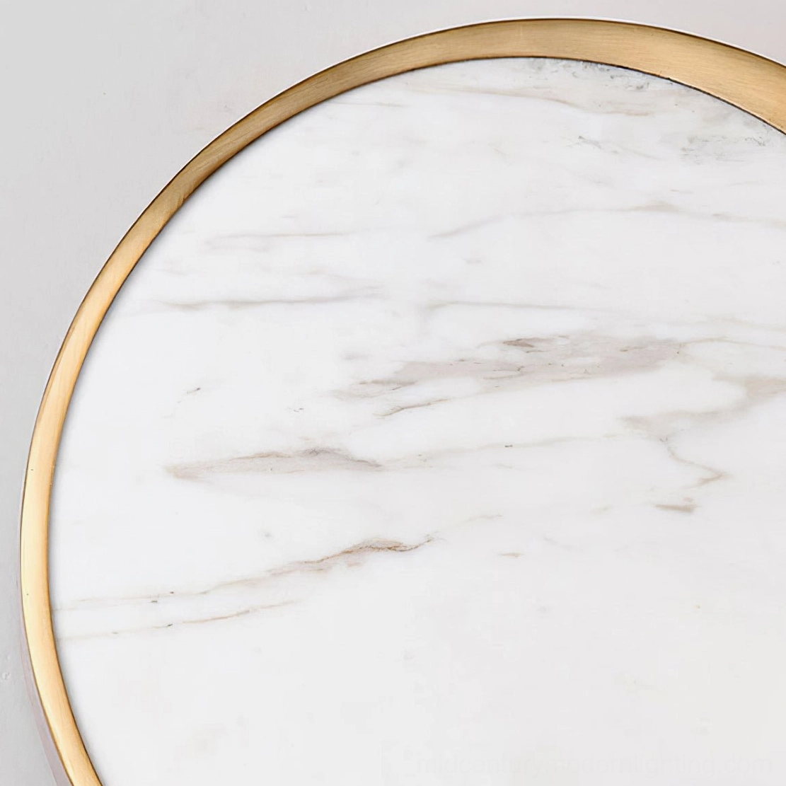 Top-down close-up view of Eclipse lamp showing natural marble grain patterns and gold frame edge