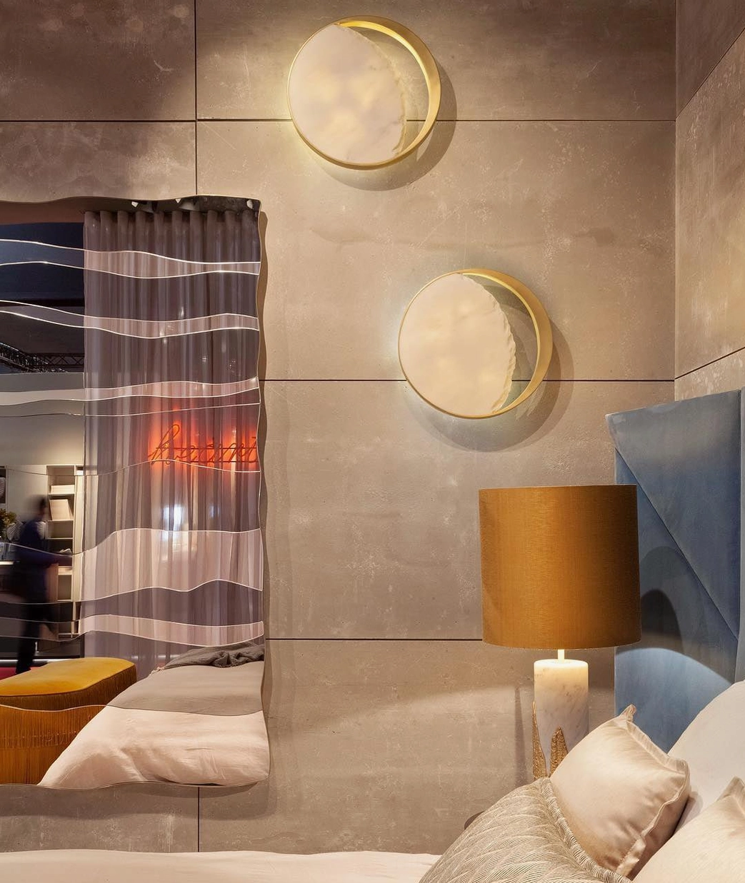 Eclipse wall lamp luxury bathroom vanity mirror accent lighting with marble and gold finish