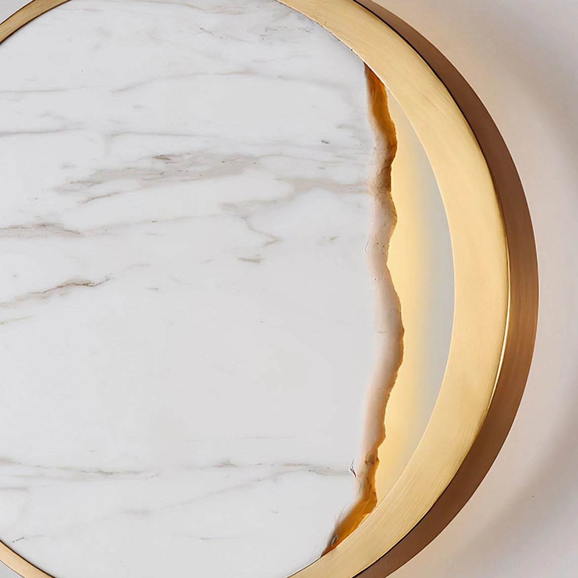 Hand-carved Eclipse marble lamp detail showing unique natural stone grain and veining patterns