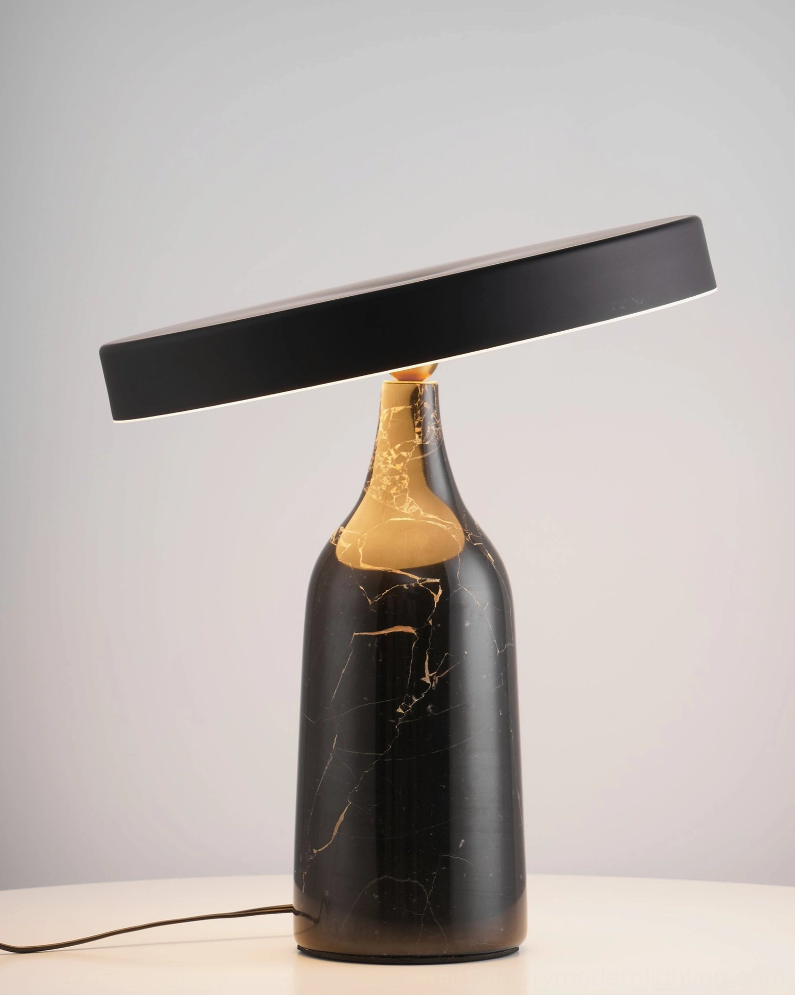 Eddy marble table lamp textural contrast metal and stone design