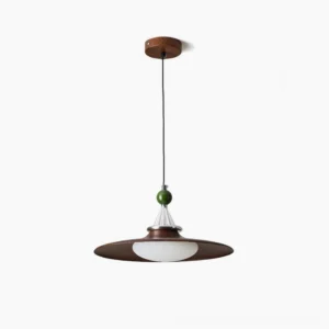 Eden mid-century modern pendant light walnut finish with wooden bead accent studio shot